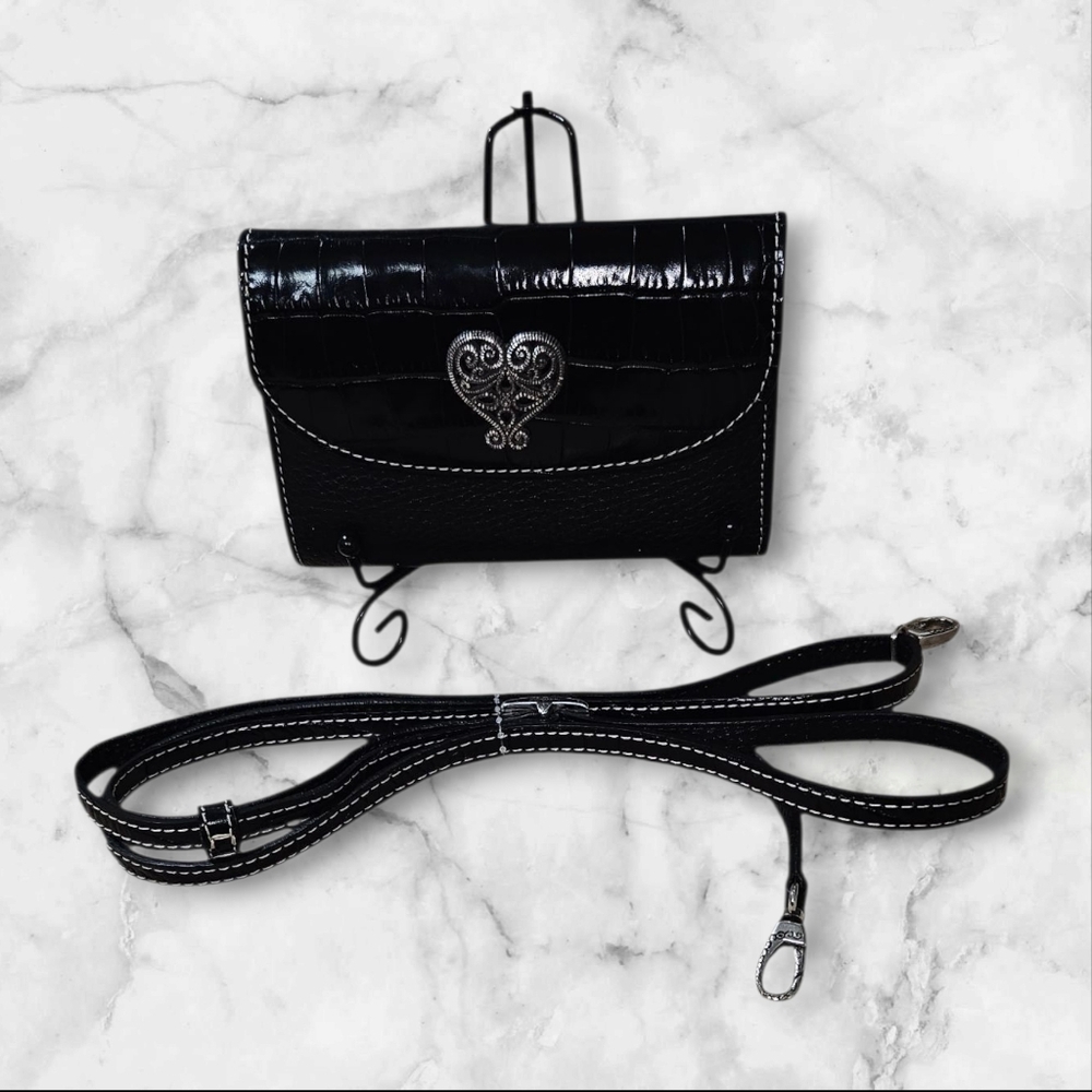 BRIGHTON Black Crossbody Wallet With Detachable Strap - Picture 7 of 12